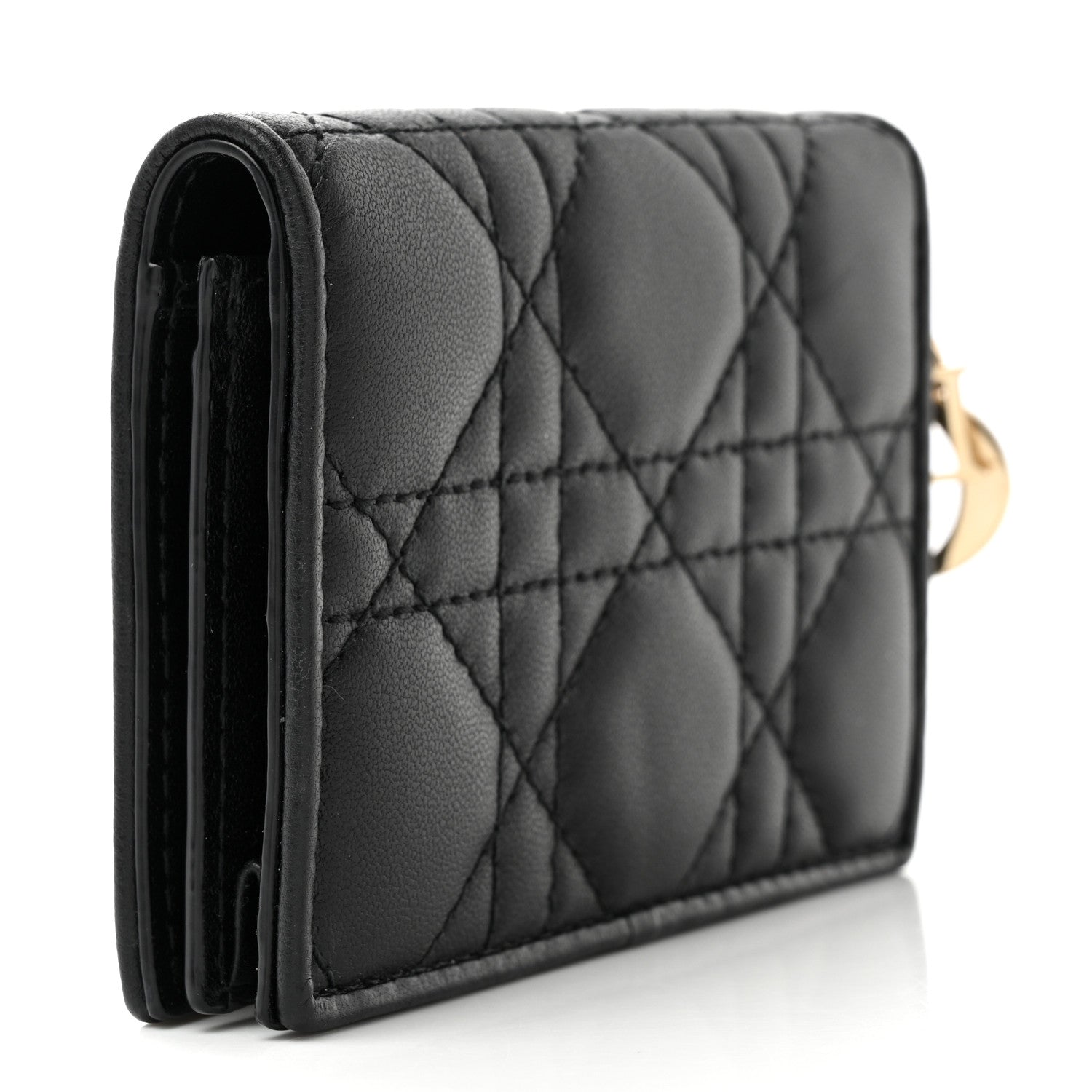 Christian Dior Lambskin Cannage Small Lady Dior Flap Card Holder Black 3 of 8