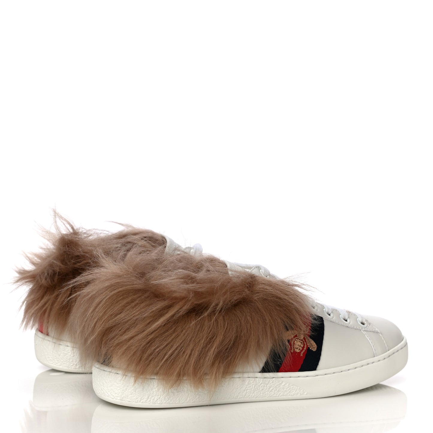 Calfskin Wool Web Bee Embroidered Womens Ace Sneakers 36.5 White