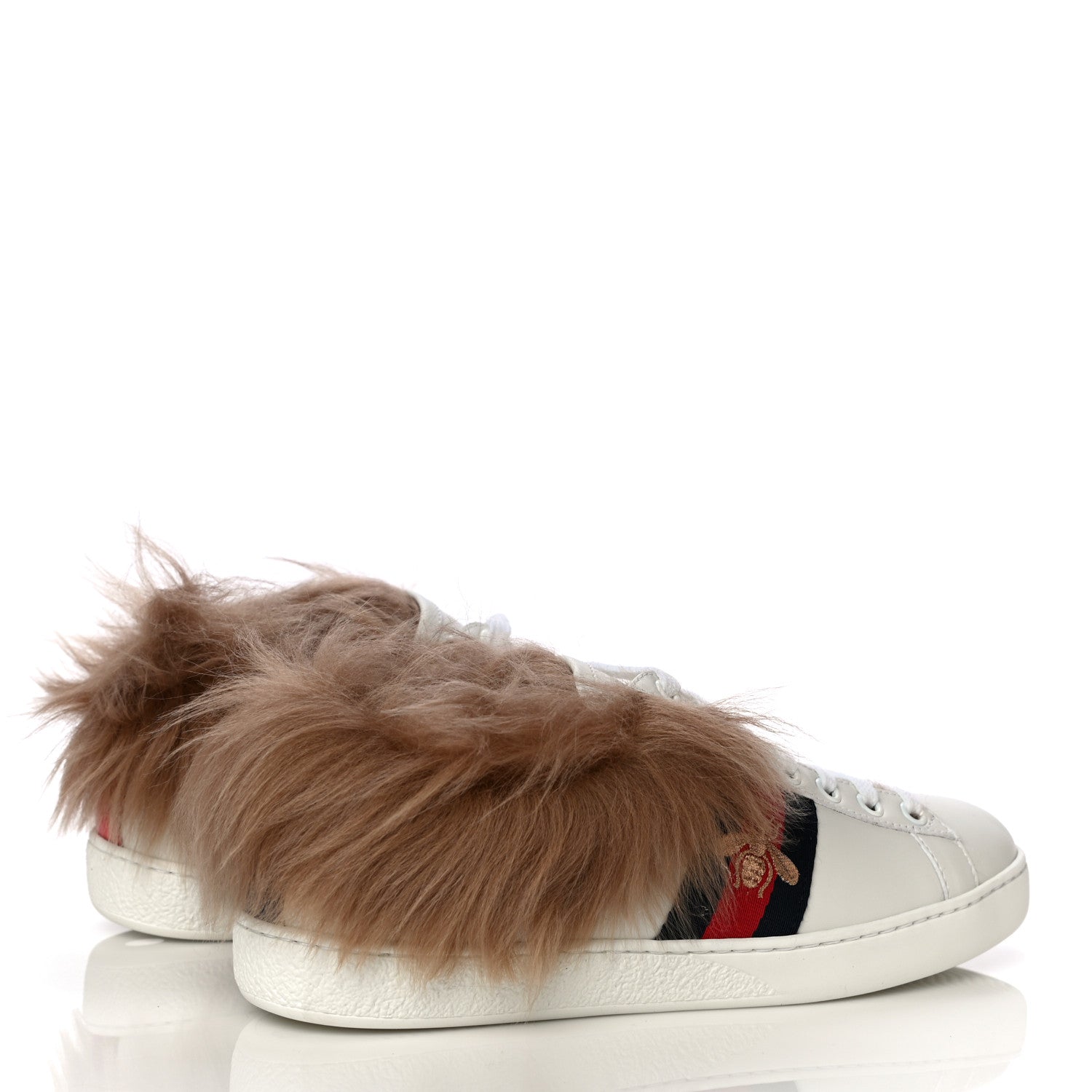 Gucci Calfskin Wool Web Bee Embroidered Womens Ace Sneakers 36.5 White 4 of 12
