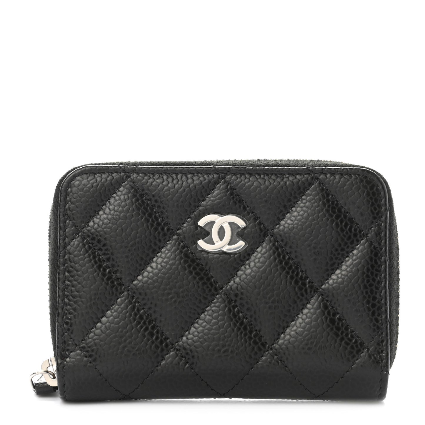 Caviar Quilted Classic Zipped Coin Purse Black