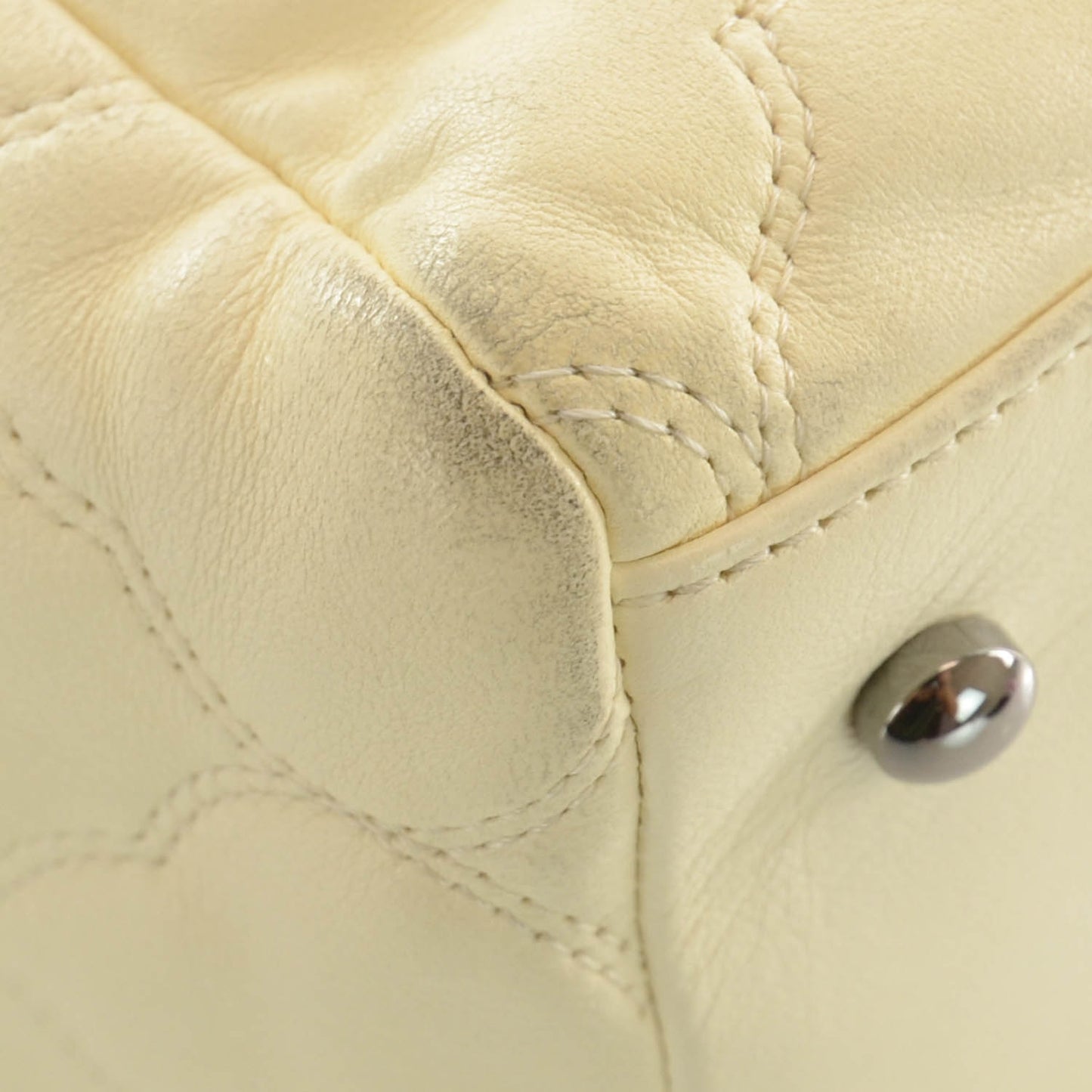 Lambskin Cells Accordion Tote Dark White