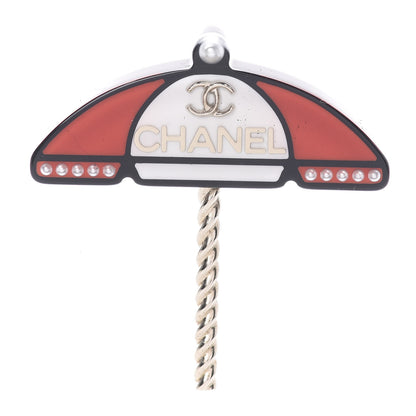Chanel Resin Pearl Umbrella Brooch Gold Red White 1 of 4