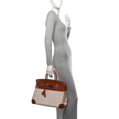 Hermes Toile Barenia Birkin 35 Fauve 2 of 12