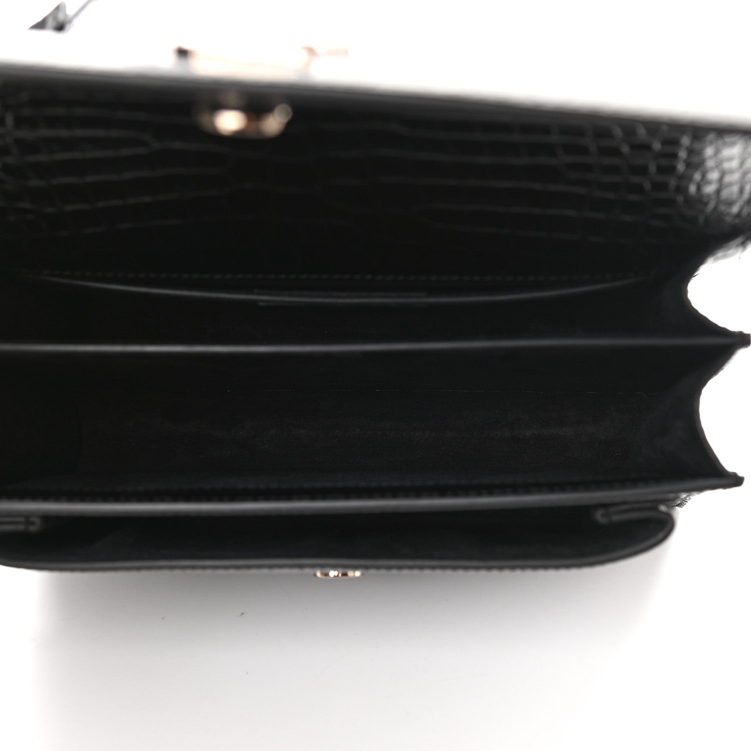 Saint Laurent Calfskin Crocodile Embossed Medium Monogram Sunset Black 5 of 8