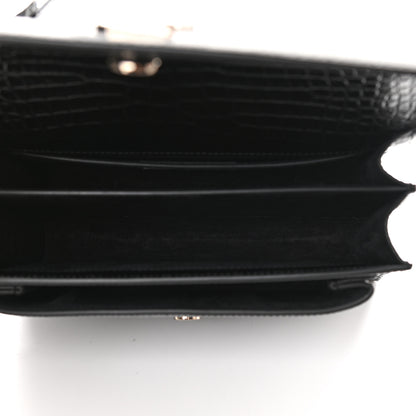 Saint Laurent Calfskin Crocodile Embossed Medium Monogram Sunset Black 5 of 8