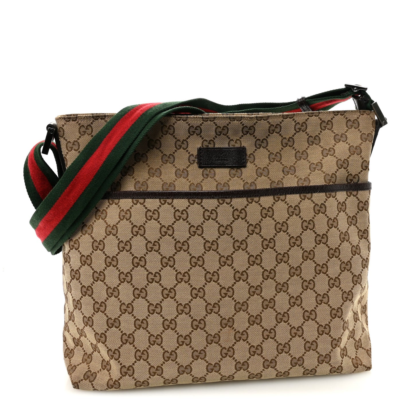 Monogram Web Medium Flat Messenger Bag Brown