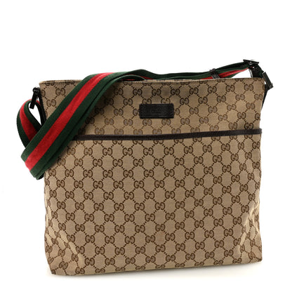 Gucci Monogram Web Medium Flat Messenger Bag Brown 1 of 10