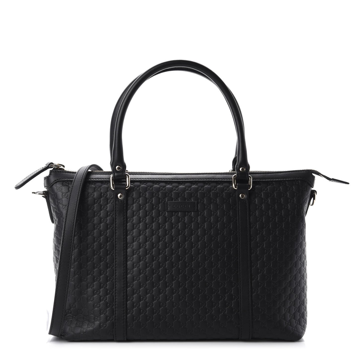 Soft Microguccissima Small Zippered Satchel Black