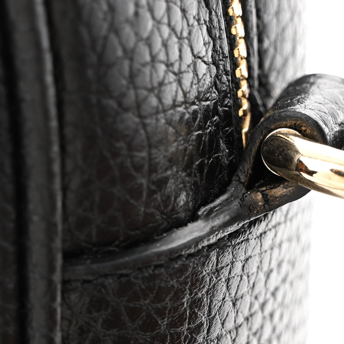 Pebbled Calfskin Small Soho Disco Bag Black