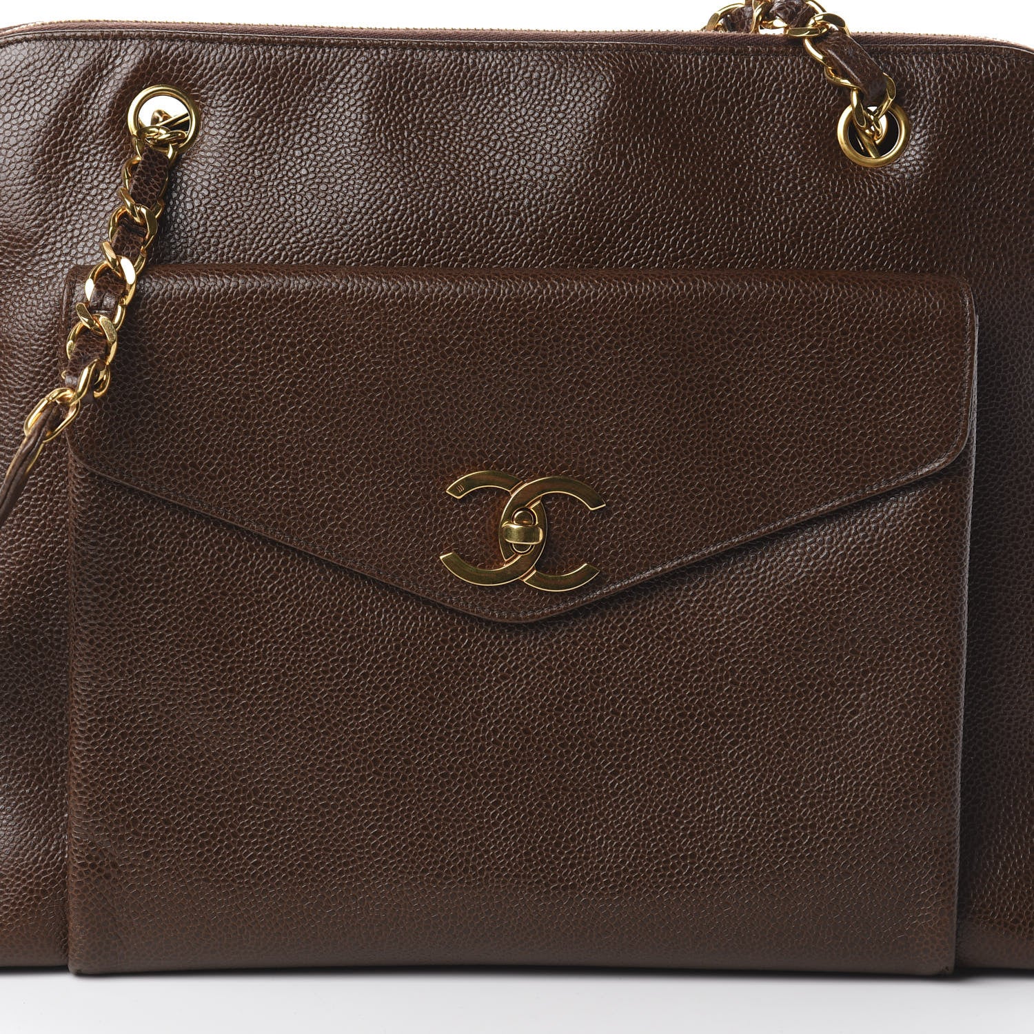 Chanel Caviar Flap Shoulder Bag Brown 7 of 9