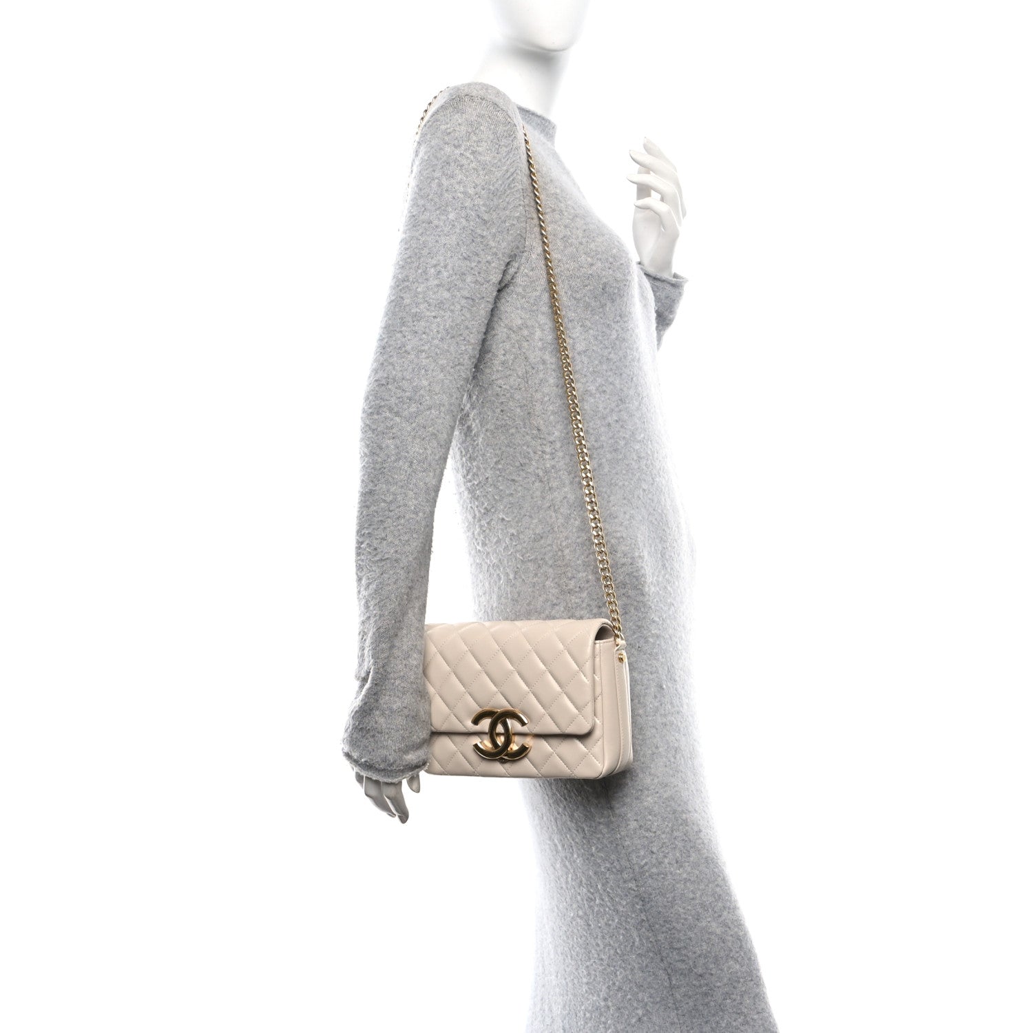 Chanel Lambskin Quilted Mini Maxi CC Flap Beige 2 of 10