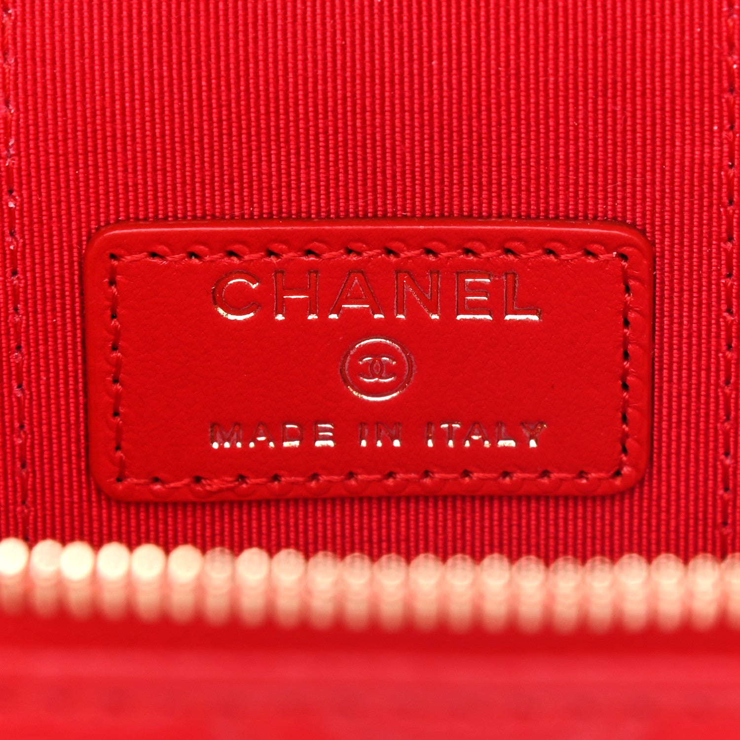 Chanel Lambskin Camellia Embossed Mini Vanity Case With Chain Red 6 of 9