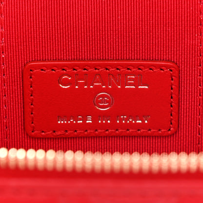 Chanel Lambskin Camellia Embossed Mini Vanity Case With Chain Red 6 of 9