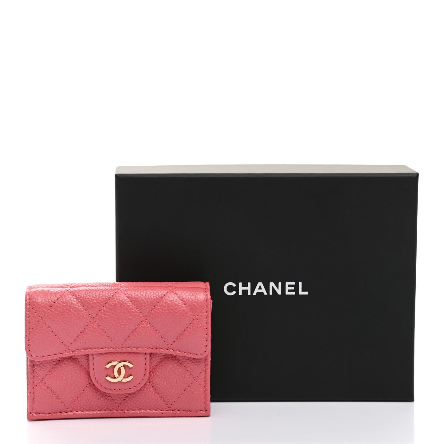Caviar Quilted Double Flap Wallet Pink