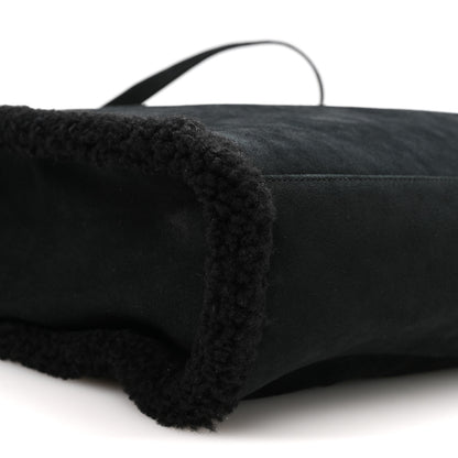 Telfar X UGG Suede Shearling Medium Shopping Bag Raw Black 10 of 11