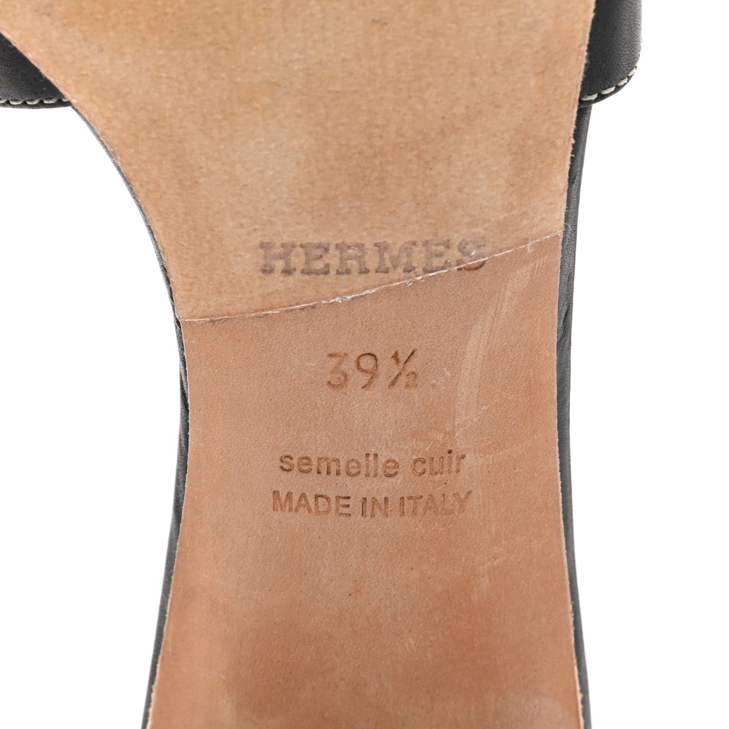 Hermes Calfskin Oasis Sandals 39.5 Black 6 of 10