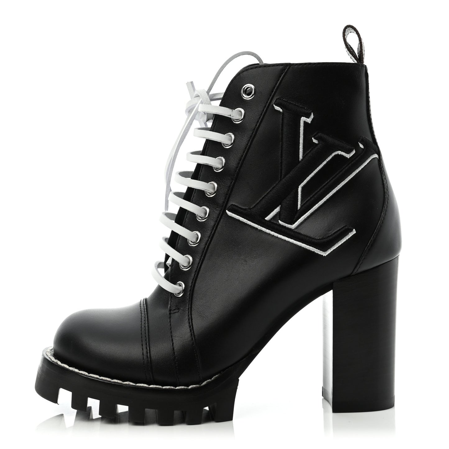 Calfskin Monogram Star Trail Ankle Boots 35 Black