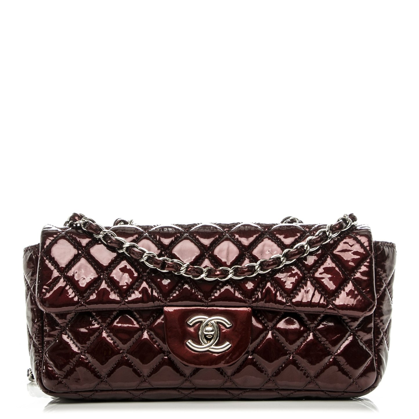 Patent Quilted East West Flap Bordeaux