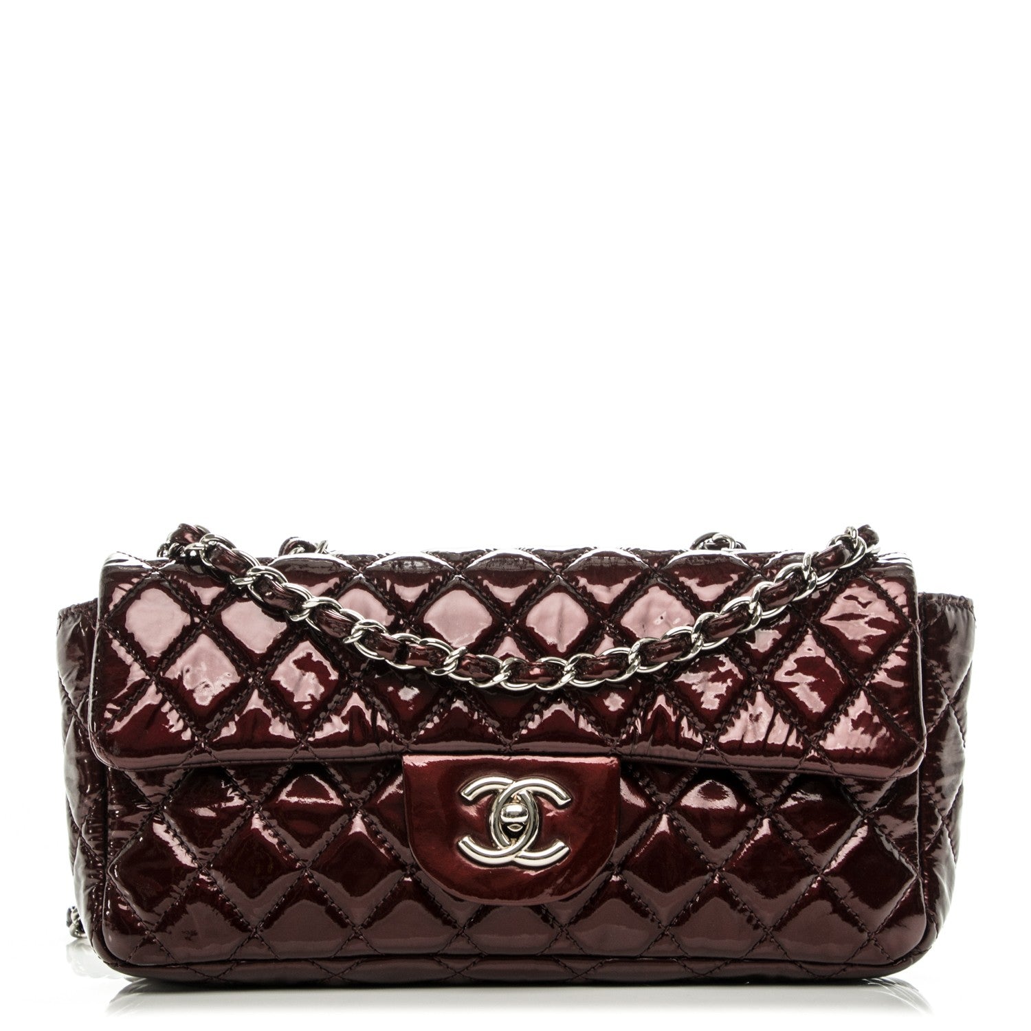 Chanel Patent Quilted East West Flap Bordeaux 9 of 14