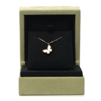 Van Cleef & Arpels 18K Yellow Gold Mother of Pearl Sweet Alhambra Butterfly Pendant Necklace 7 of 7
