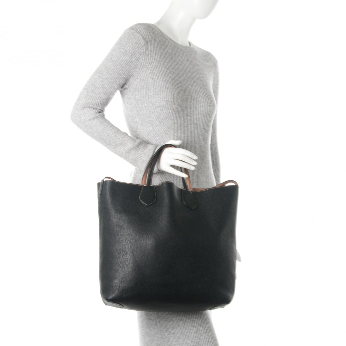 Cellarius Calfskin Bi-Color Medium Ramble Reversible Tote Black Camelia