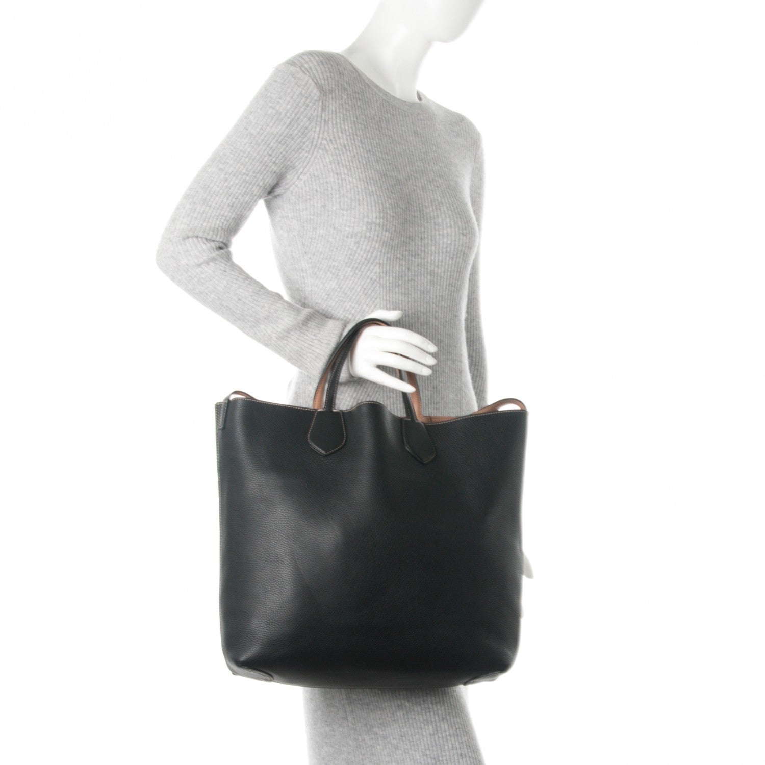 Gucci Cellarius Calfskin Bi-Color Medium Ramble Reversible Tote Black Camelia 2 of 7