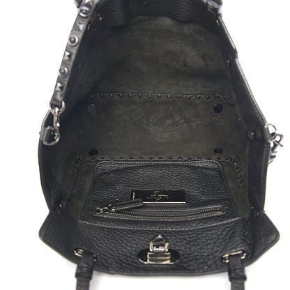 Valentino Garavani Grained Calfskin Onyx Small Rockstud Rolling Tote Black 4 of 9
