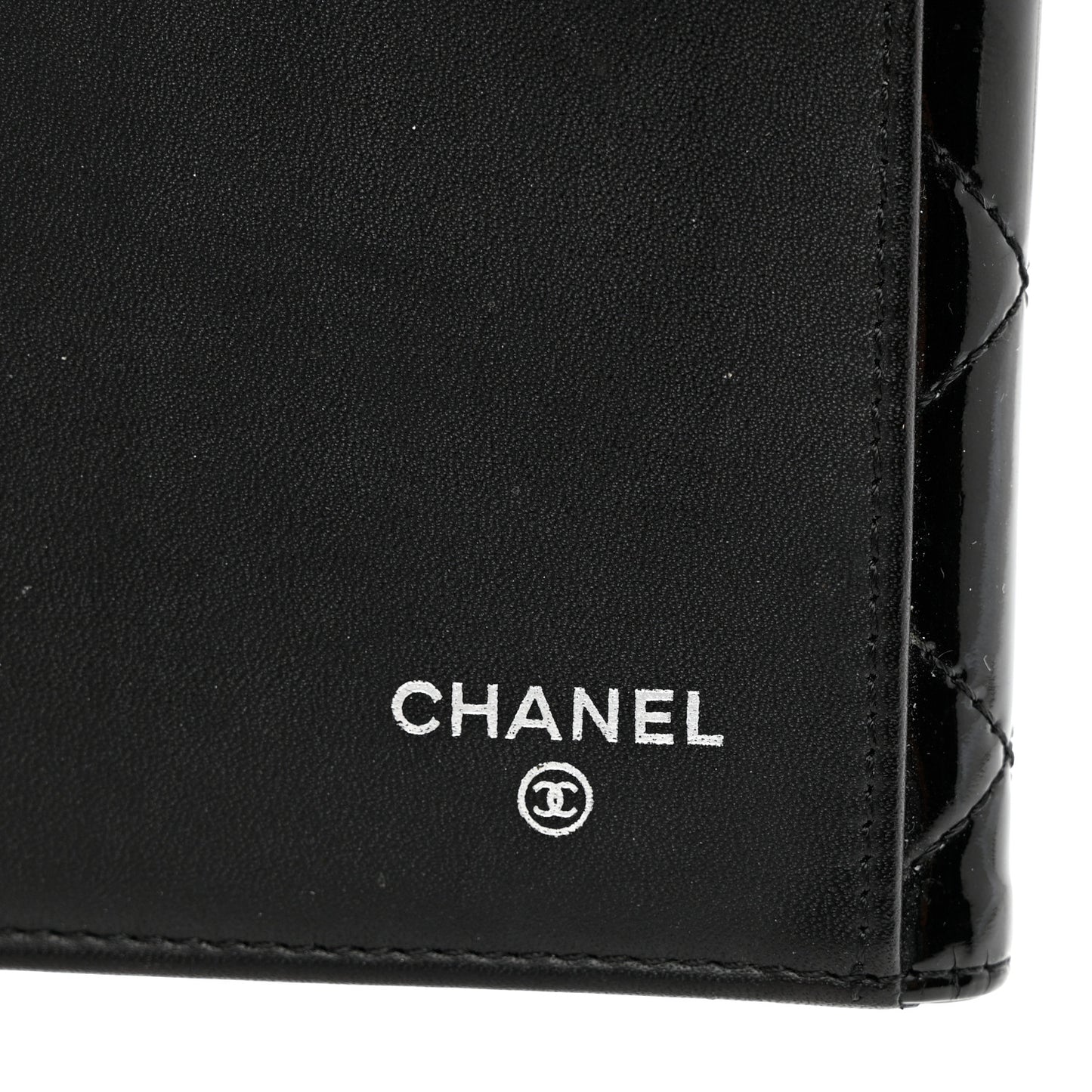 Patent Quilted Large Flap Wallet Black