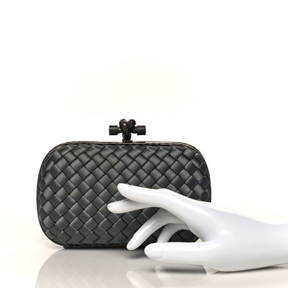 Bottega Veneta Satin Intreccio Knot Clutch Grey 2 of 12