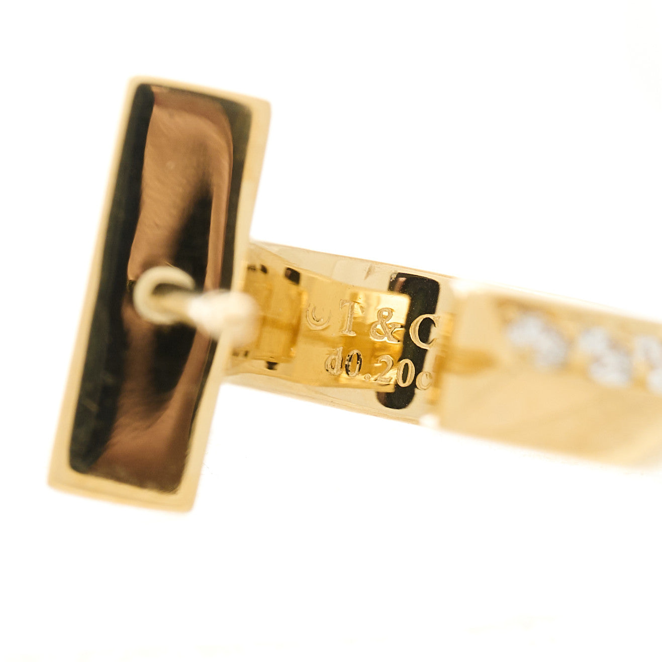 Tiffany 18K Yellow Gold Diamond T1 Hoop Earrings 7 of 7