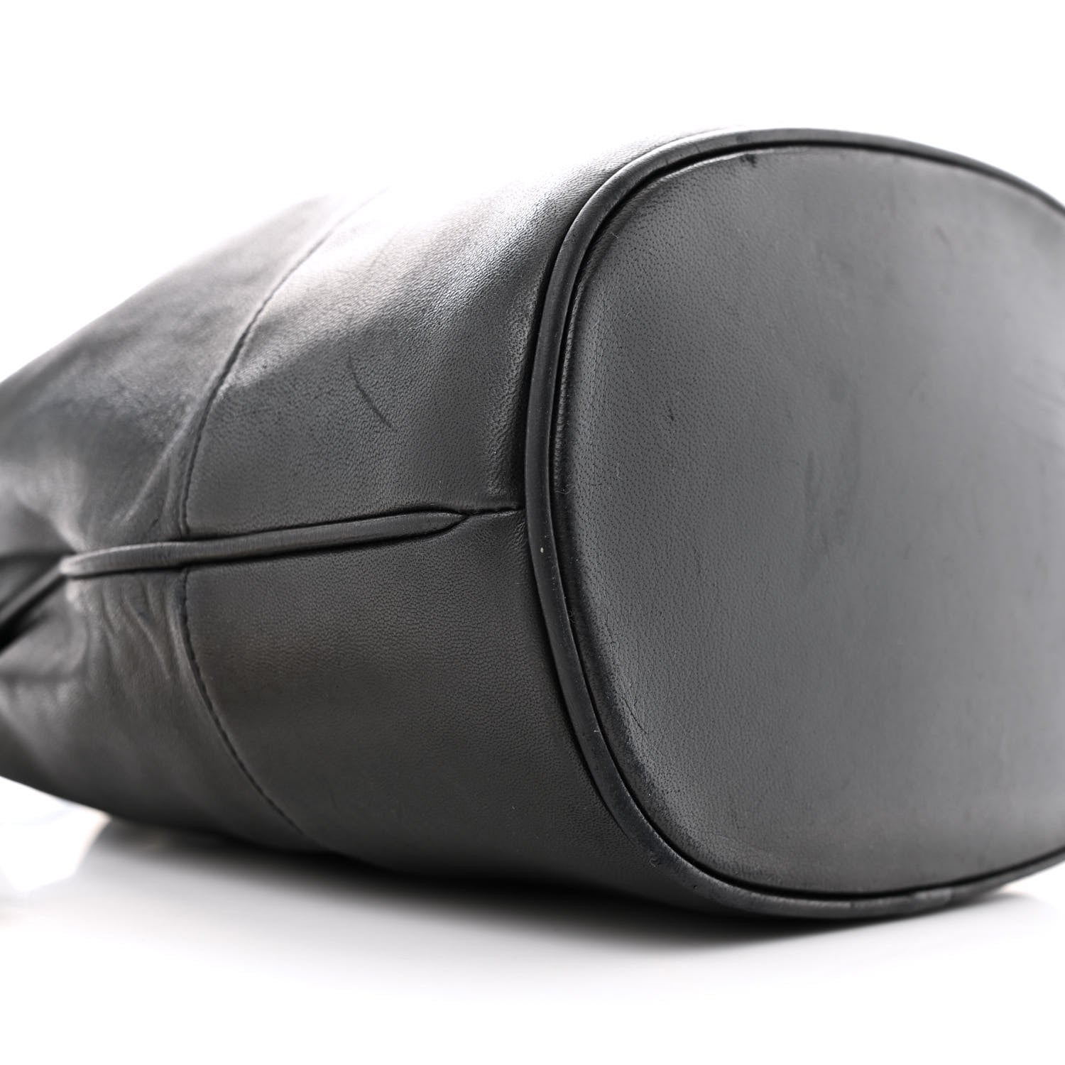 Chanel Lambskin CC Stitched Drawstring Bucket Bag Black 10 of 14