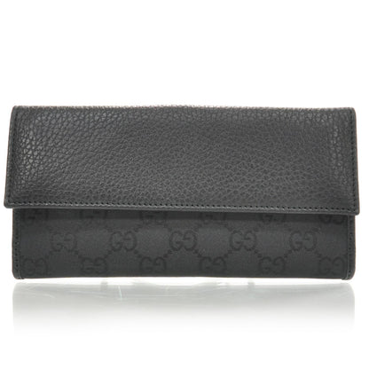 Gucci Monogram Nylon Leather Continental Wallet Black 1 of 8