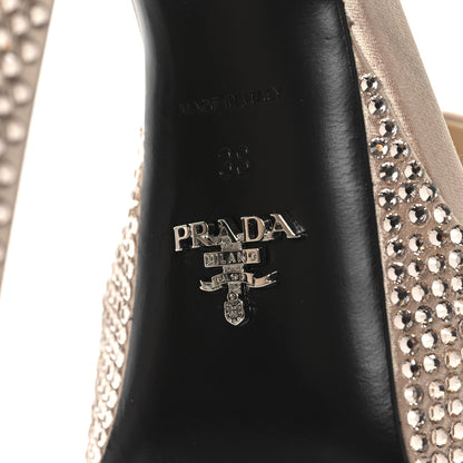 Prada Satin Crystal Triangle Logo 40/135mm Platform Sandals 38 Ninfea 7 of 8