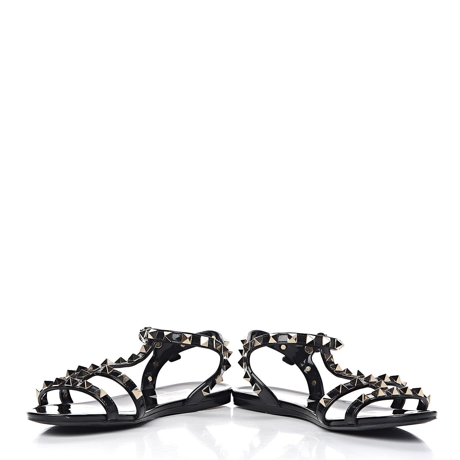 Valentino Garavani PVC Jelly Rockstud Caged Sandals 35 Black 12 of 13