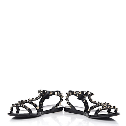 Valentino Garavani PVC Jelly Rockstud Caged Sandals 35 Black 12 of 13