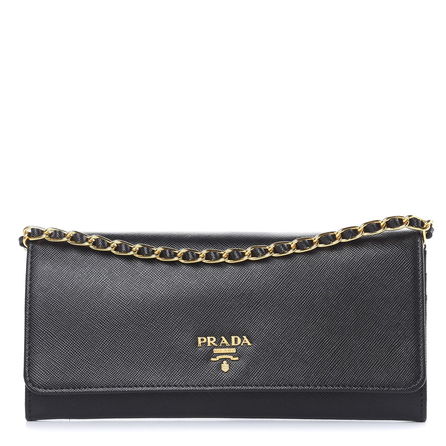 Saffiano Metal Oro Chain Wallet Black