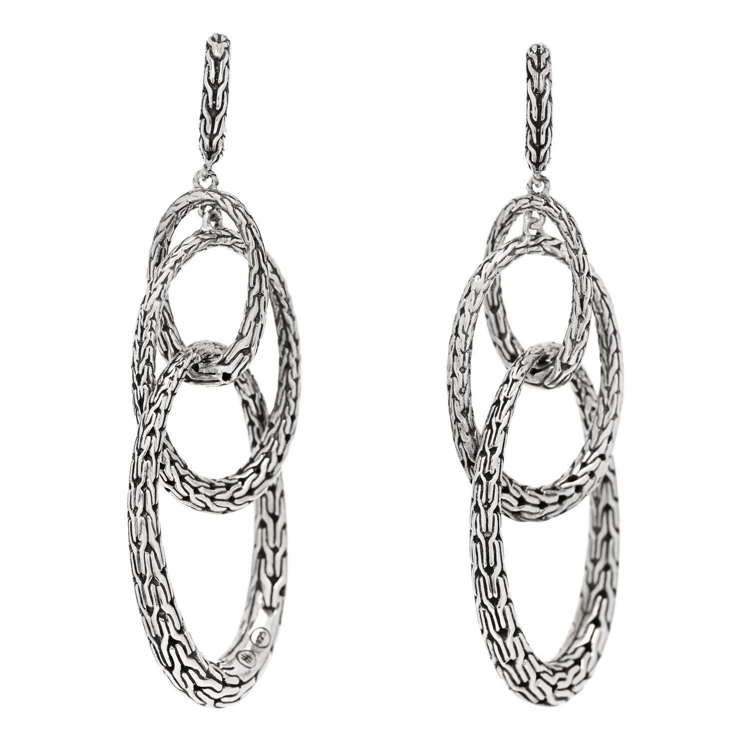 John Hardy Sterling Silver Classic Chain Interlocking Drop Earrings 1 of 5