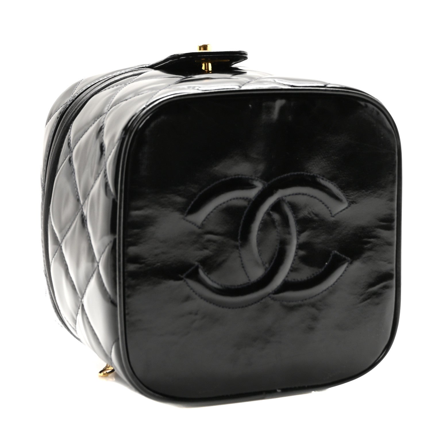 Chanel Patent Quilted Top Handle Vanity Case Black 4 of 10