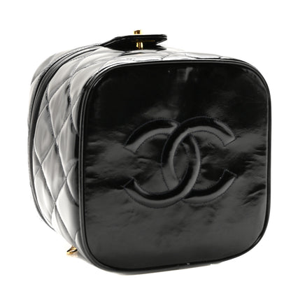 Chanel Patent Quilted Top Handle Vanity Case Black 4 of 10