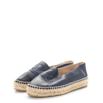 Chanel Lambskin CC Espadrilles 35 Navy Black 3 of 12