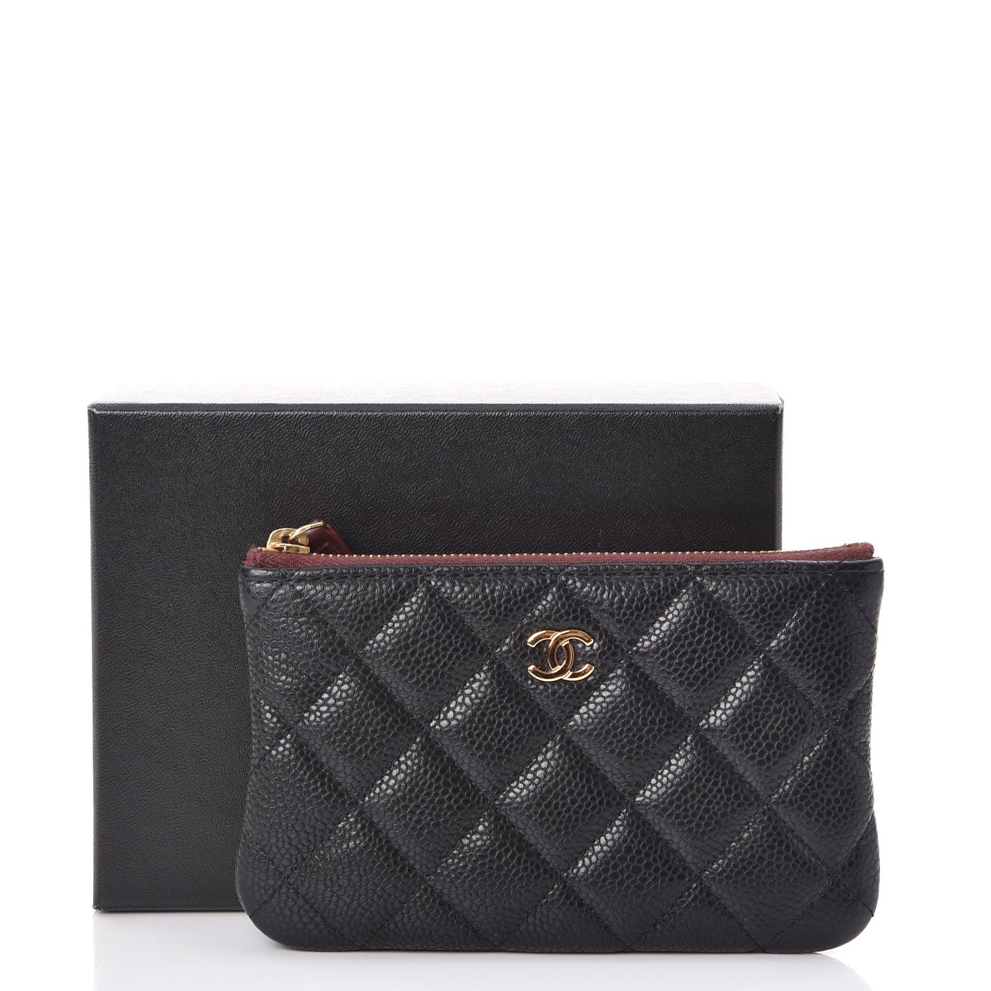 Caviar Quilted Small Cosmetic Case Black