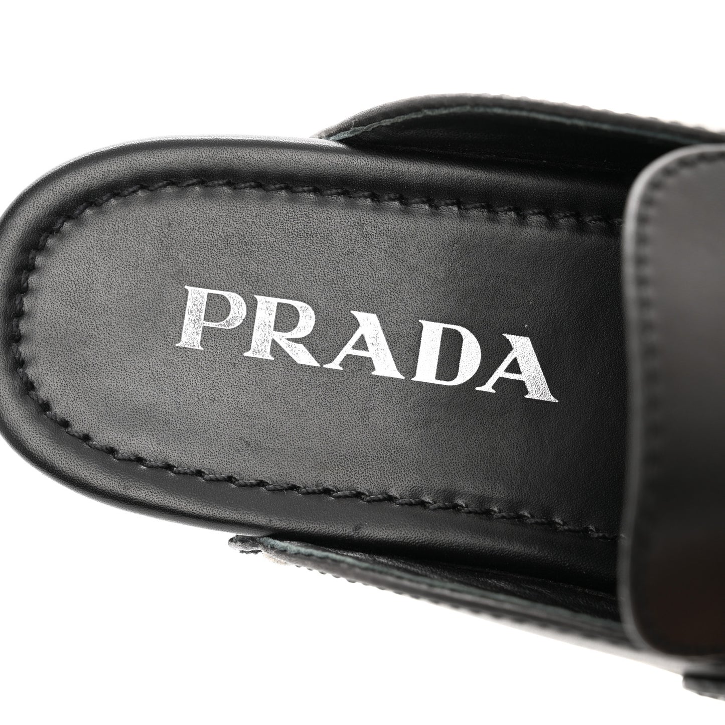Natural Calfskin Metal Triangle Logo 45mm Clogs 38 Black