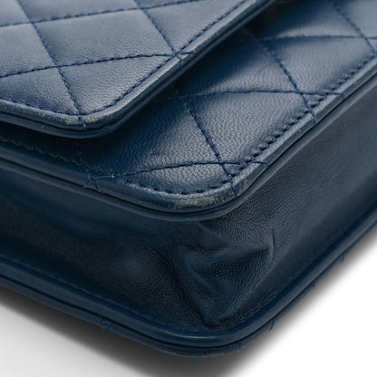 Chanel Lambskin Quilted Trendy CC Wallet On Chain WOC Blue 13 of 14