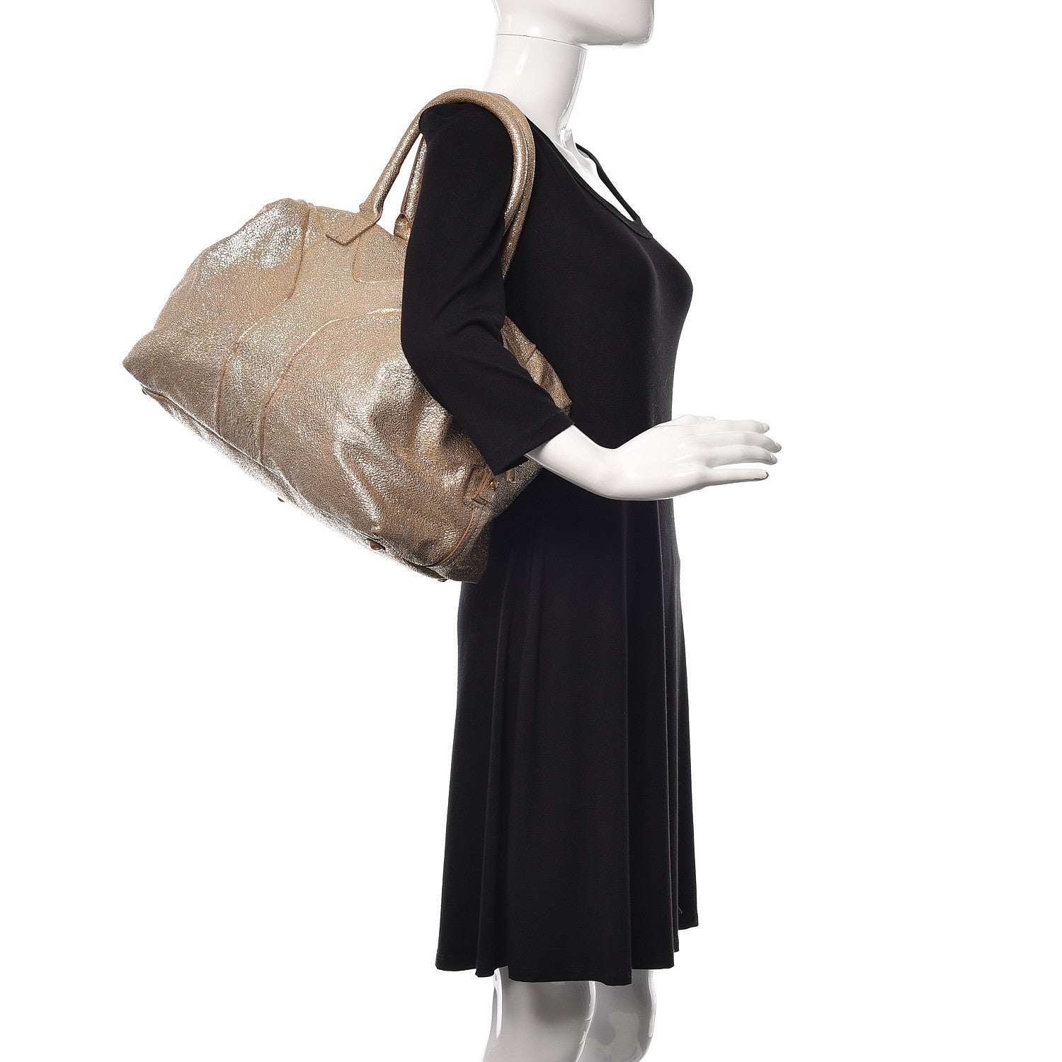 Saint Laurent Volcano Crackled Calfskin Medium Easy Y Bag Gold 2 of 30