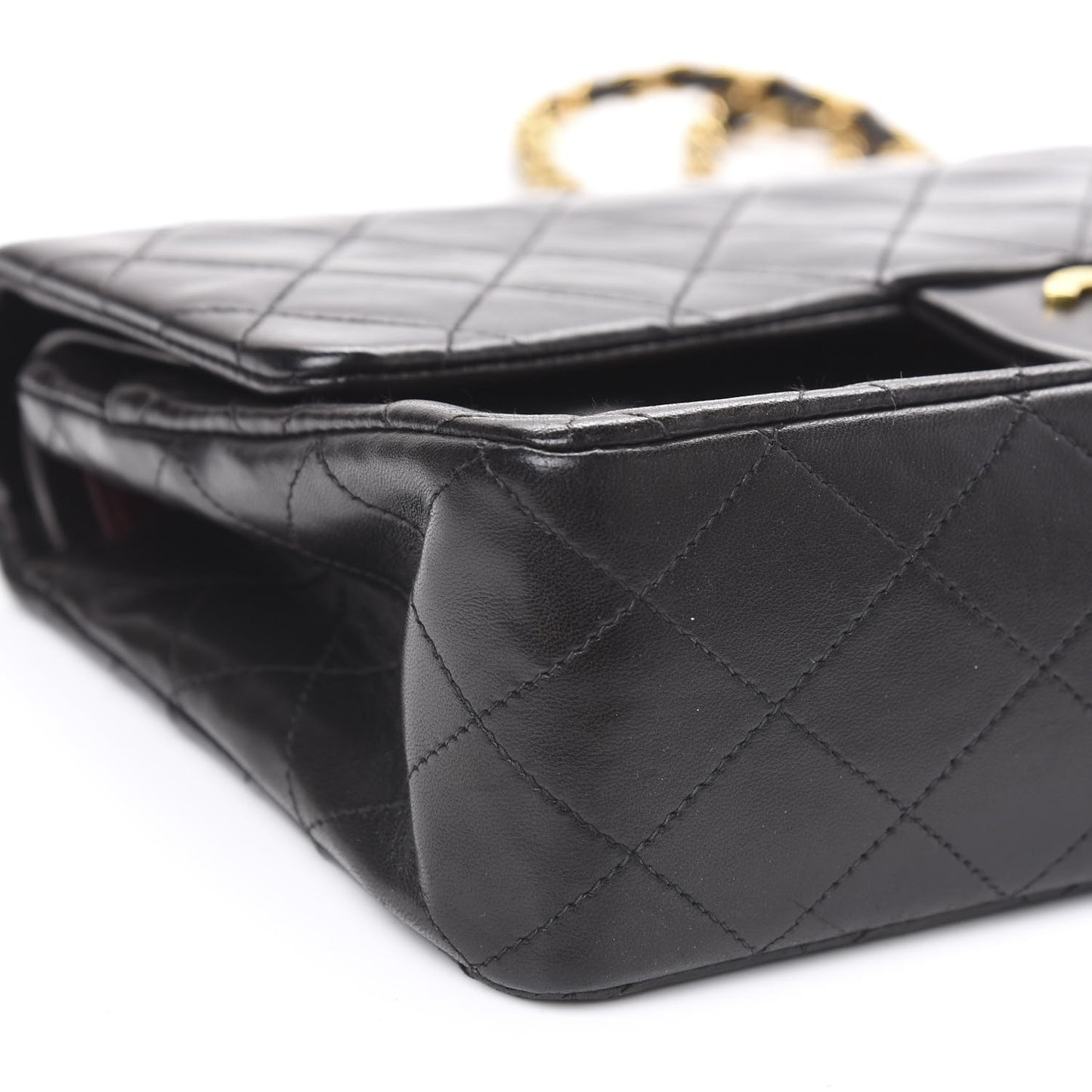 Lambskin Quilted Medium Double Flap Black