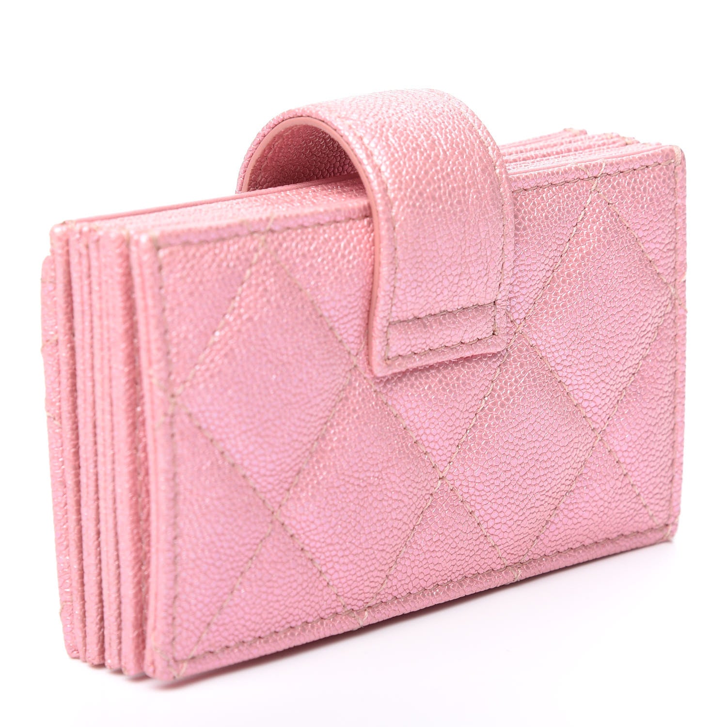 Chanel Iridescent Caviar Quilted Gusseted Card Holder Pink 2 of 9