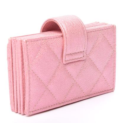 Chanel Iridescent Caviar Quilted Gusseted Card Holder Pink 2 of 9