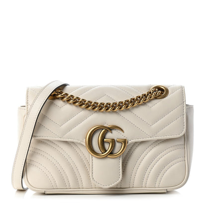Gucci Calfskin Matelasse Mini GG Marmont Shoulder Bag White 1 of 5