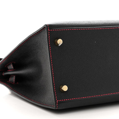Hermes Epsom Horseshoe Kelly Sellier 28 Black Rouge Grenat 9 of 11