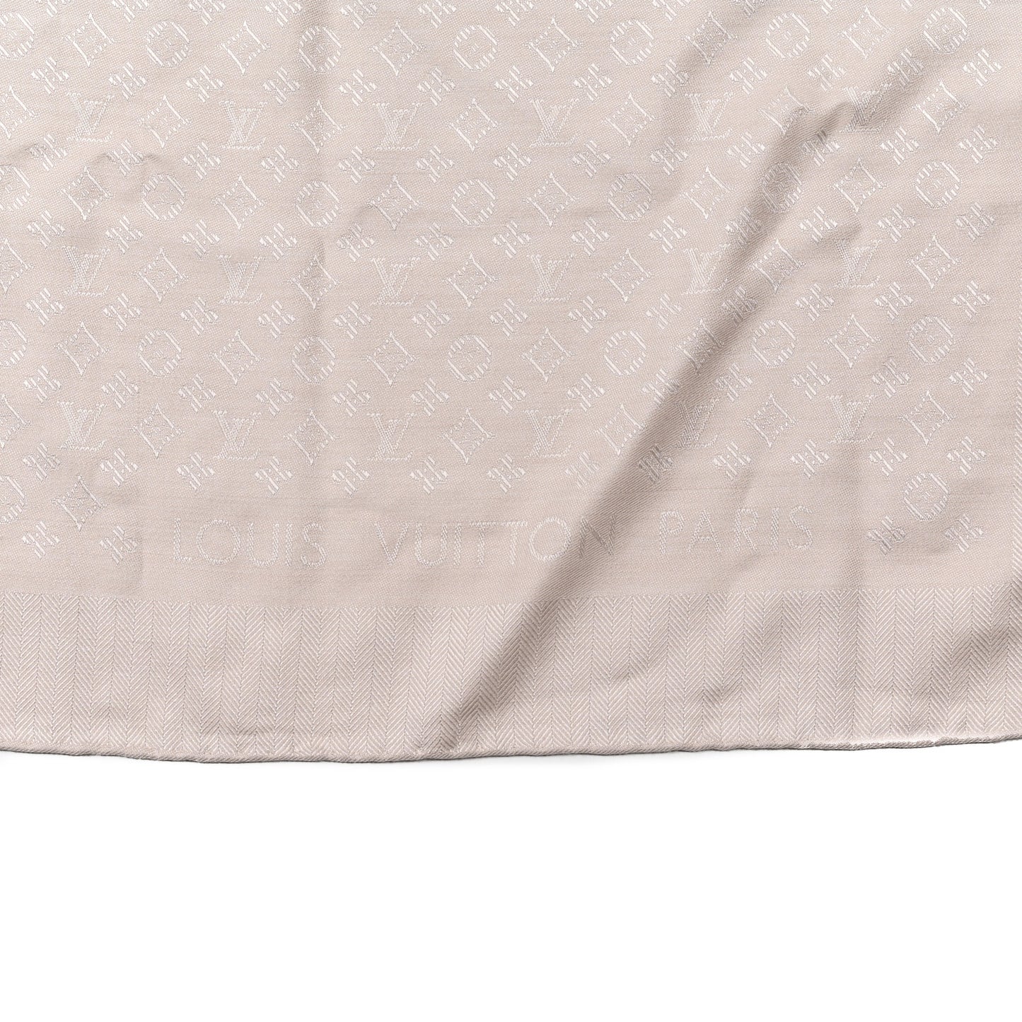 Wool Silk Monogram Evermore Shawl Creme